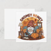 Gnome thuis seizoenspompoenontwerp kaart (Voorkant / Achterkant)