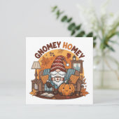 Gnome thuis seizoenspompoenontwerp kaart (Staand voorkant)