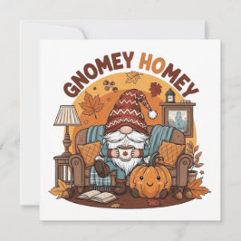 Gnome thuis seizoenspompoenontwerp kaart