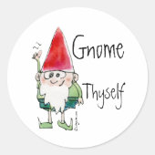 Gnome Thyself Cartoon Sticker (Voorkant)