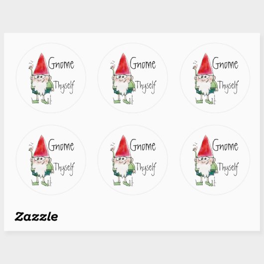 Gnome Thyself Cartoon Sticker (Vel)