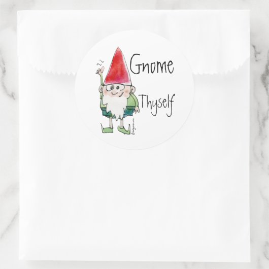 Gnome Thyself Cartoon Sticker (Tas)