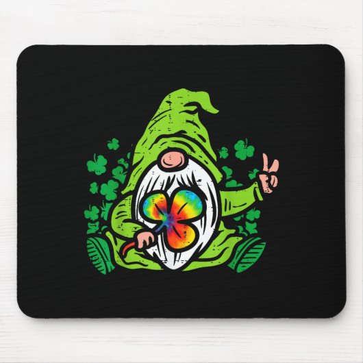 Gnome Tie Dye Shamrock Clover St Patricks Day Hipe Muismat (Voorkant)
