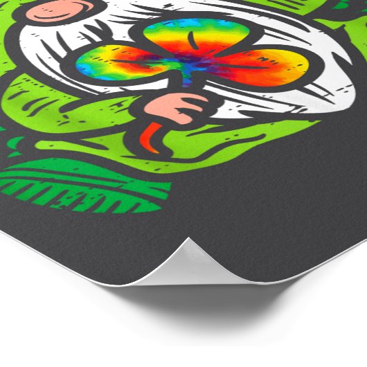 Gnome Tie Dye Shamrock Clover St Patricks Day Hipe Poster (Hoek)