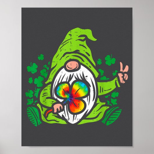 Gnome Tie Dye Shamrock Clover St Patricks Day Hipe Poster (Voorkant)