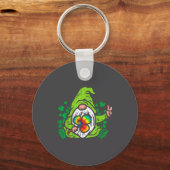 Gnome Tie Dye Shamrock Clover St Patricks Day Hipe Sleutelhanger (Voorkant)