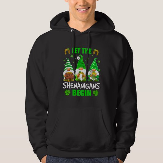 Gnome Tie Dye Shamrock Let Shenanigans Begin St Pa Hoodie (Voorkant)