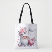 Gnome Totetas met Harten & Rozen Tote Bag (Voorkant)