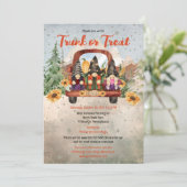 Gnome Trio in Truck Halloween Trunk or Treat Kaart (Staand voorkant)