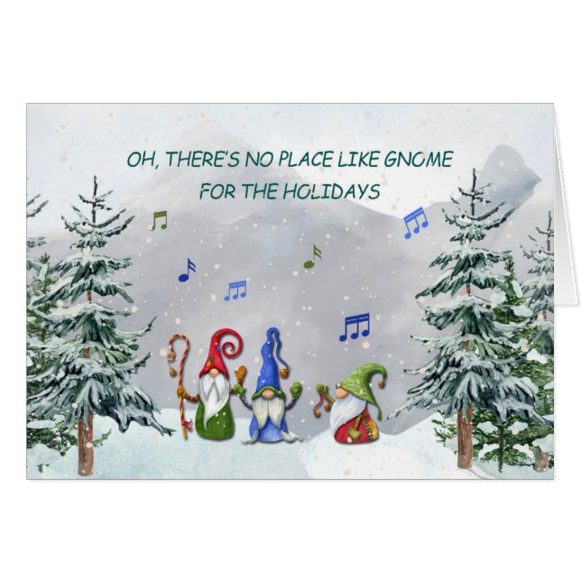 Gnome Trio on Snowy Mountain Top Christmas (Voorkant Horizontaal)