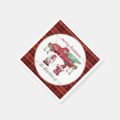 Gnome Truck Tree Merry Christmas Red Black Plaid Servet (Hoek)