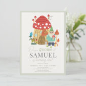Gnome Tuin Paddestoel Groen 1e Verjaardag Kaart (Staand voorkant)