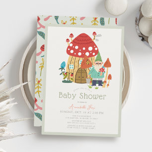 Gnome Tuin Paddestoel Groene Jongen Baby shower Kaart