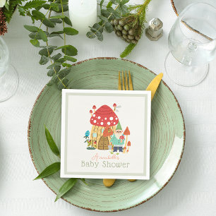 Gnome Tuin Paddestoel Groene Jongen Baby shower Servet