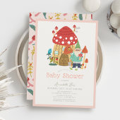 Gnome Tuin Paddestoel Roze Meisje Baby shower Kaart