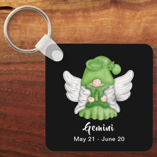 Gnome Tweeling Astrologie Sterrenbeeld Engel Sleut Sleutelhanger (Voorkant)