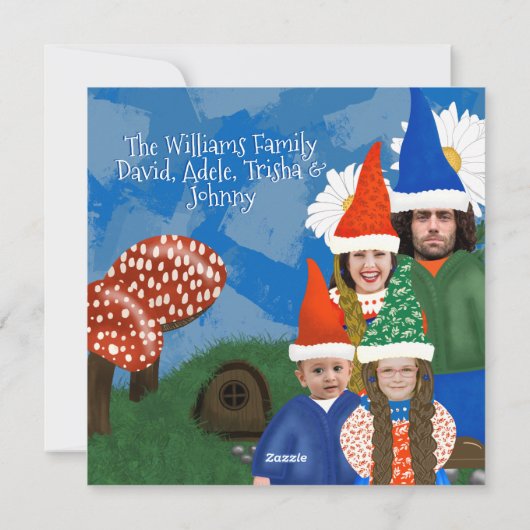 Gnome Uw familie Vrolijk Kerstfeest Feestdagenkaart (Achterkant)