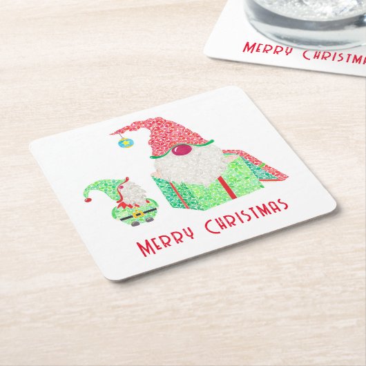 Gnome Vakantie Partij Papier Onderzetter (Schuin)