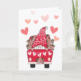 Gnome Valentijn Card Retro Truck Feestdagen Kaart