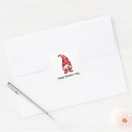 Gnome Valentijn Vierkante Sticker (Envelop)