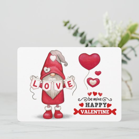 Gnome Valentijnse feestdag Feestdagenkaart (Staand voorkant)