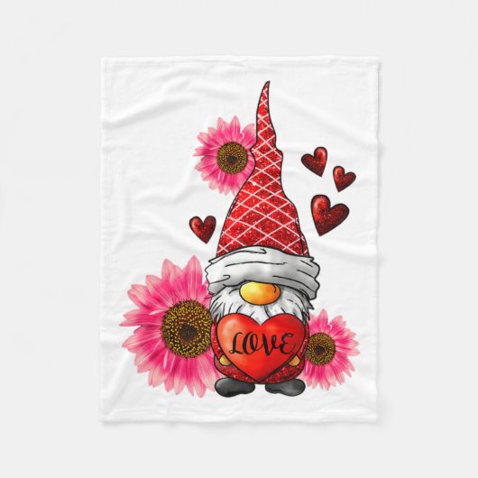 Gnome Valentines Day Cute Gnome Heart Leopard Sunf Fleece Deken (Voorkant)