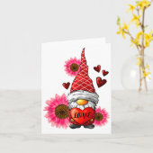 Gnome Valentines Day Cute Gnome Heart Leopard Sunf Kaart (Gele Bloem)