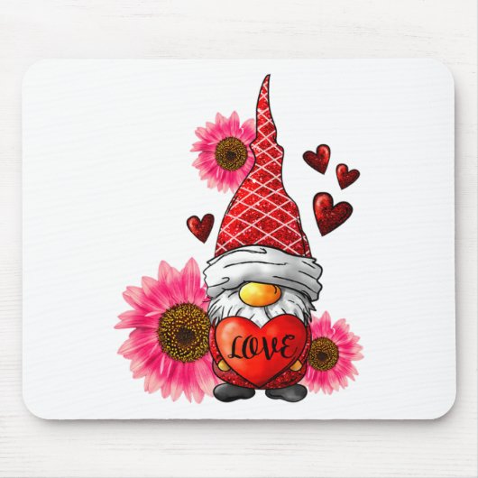 Gnome Valentines Day Cute Gnome Heart Leopard Sunf Muismat (Voorkant)