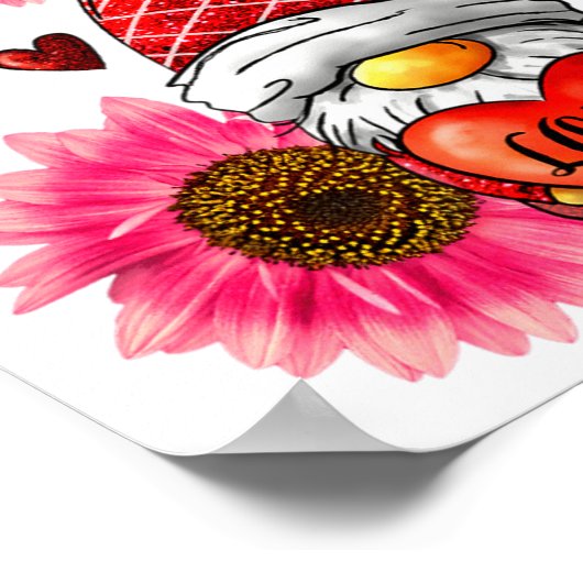 Gnome Valentines Day Cute Gnome Heart Leopard Sunf Poster (Hoek)