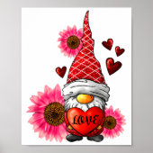 Gnome Valentines Day Cute Gnome Heart Leopard Sunf Poster (Voorkant)