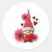 Gnome Valentines Day Cute Gnome Heart Leopard Sunf Ronde Sticker (Voorkant)