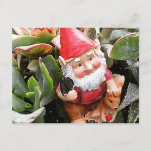 Gnome verbergt zich in de zuigen briefkaart