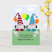 Gnome Verjaardag Kaart (Gele Bloem)