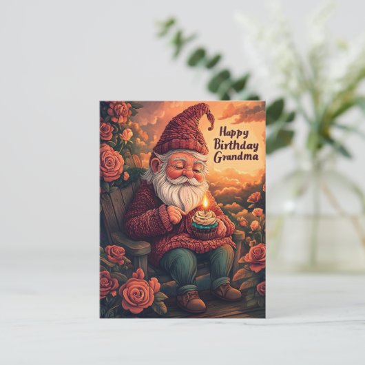 Gnome Verjaardag Kaart voor oma (Staand voorkant)