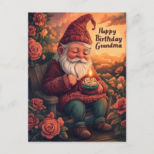 Gnome Verjaardag Kaart voor oma (Voorkant)
