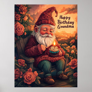 Gnome Verjaardag Kaart voor oma Poster