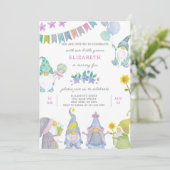 Gnome verjaardagsuitnodiging kaart (Staand voorkant)