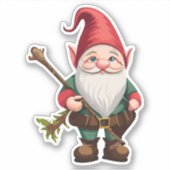 Gnome-verkenner met wandelstok Sticker (Voorkant)