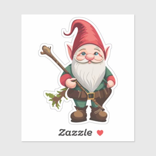 Gnome-verkenner met wandelstok Sticker (Vel)