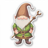 Gnome-verkenner met wandelstok Sticker (Voorkant)
