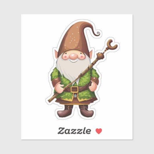 Gnome-verkenner met wandelstok Sticker (Vel)