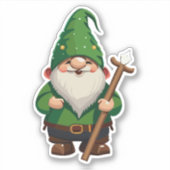 Gnome-verkenner met wandelstok Sticker  (Voorkant)