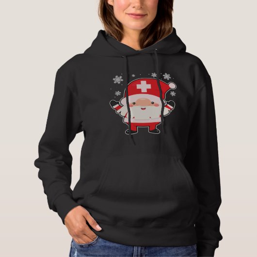 Gnome Verpleegster Kerstmis Schattige RN LPN Verpl Hoodie (Voorkant)