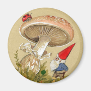 Gnome vindt een Ladybug en een paddenstoel Magneet