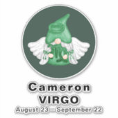 Gnome Virgo Astrology Sign Angel 8" Vinyl Sticker (Voorkant)