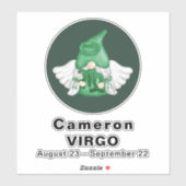 Gnome Virgo Astrology Sign Angel 8" Vinyl Sticker (Vel)