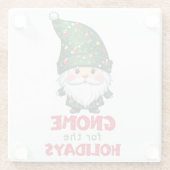 Gnome voor de Feestdagen Funny & Schattig Christma Glazen Onderzetter (Achterkant)