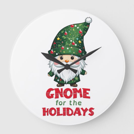 Gnome voor de Feestdagen Funny & Schattig Christma Grote Klok (Voorkant)