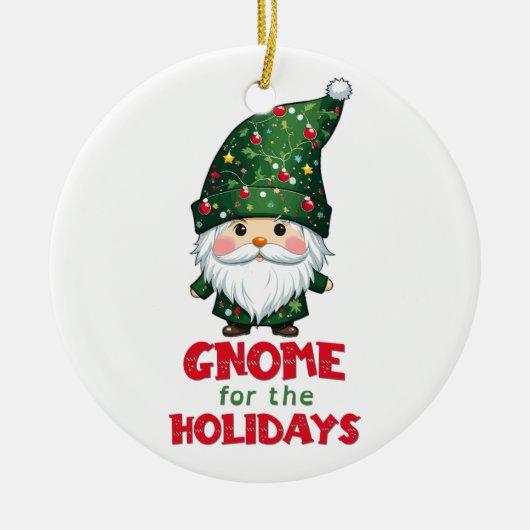 Gnome voor de Feestdagen Funny & Schattig Christma Keramisch Ornament (Voorkant)