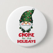 Gnome voor de Feestdagen Funny & Schattig Christma Ronde Button 7,6 Cm (Voorkant)